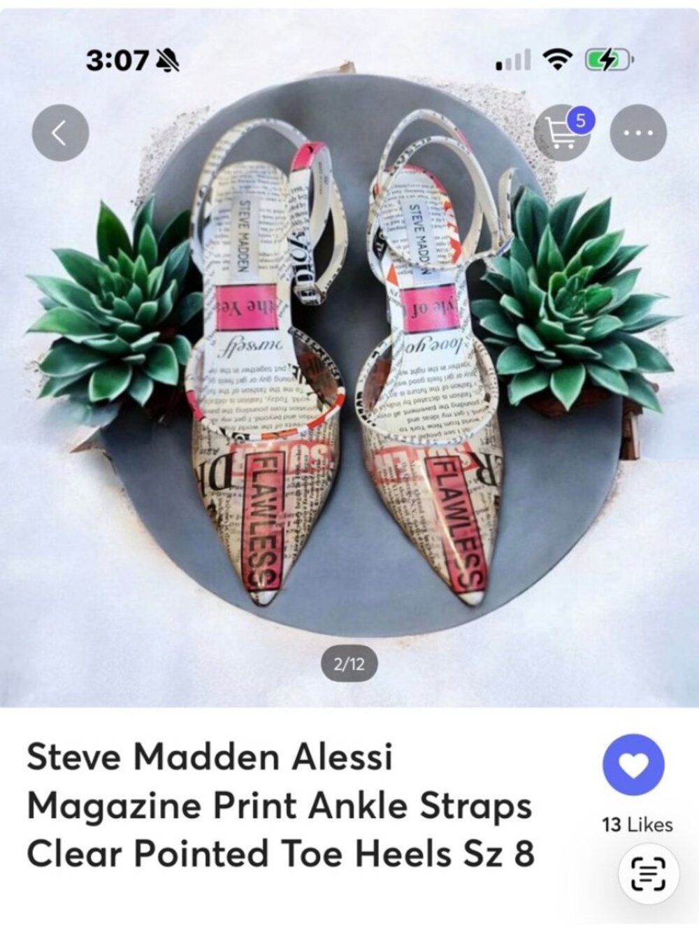 Steve Madden Alessi Magazine Print Clear Heels Size 8